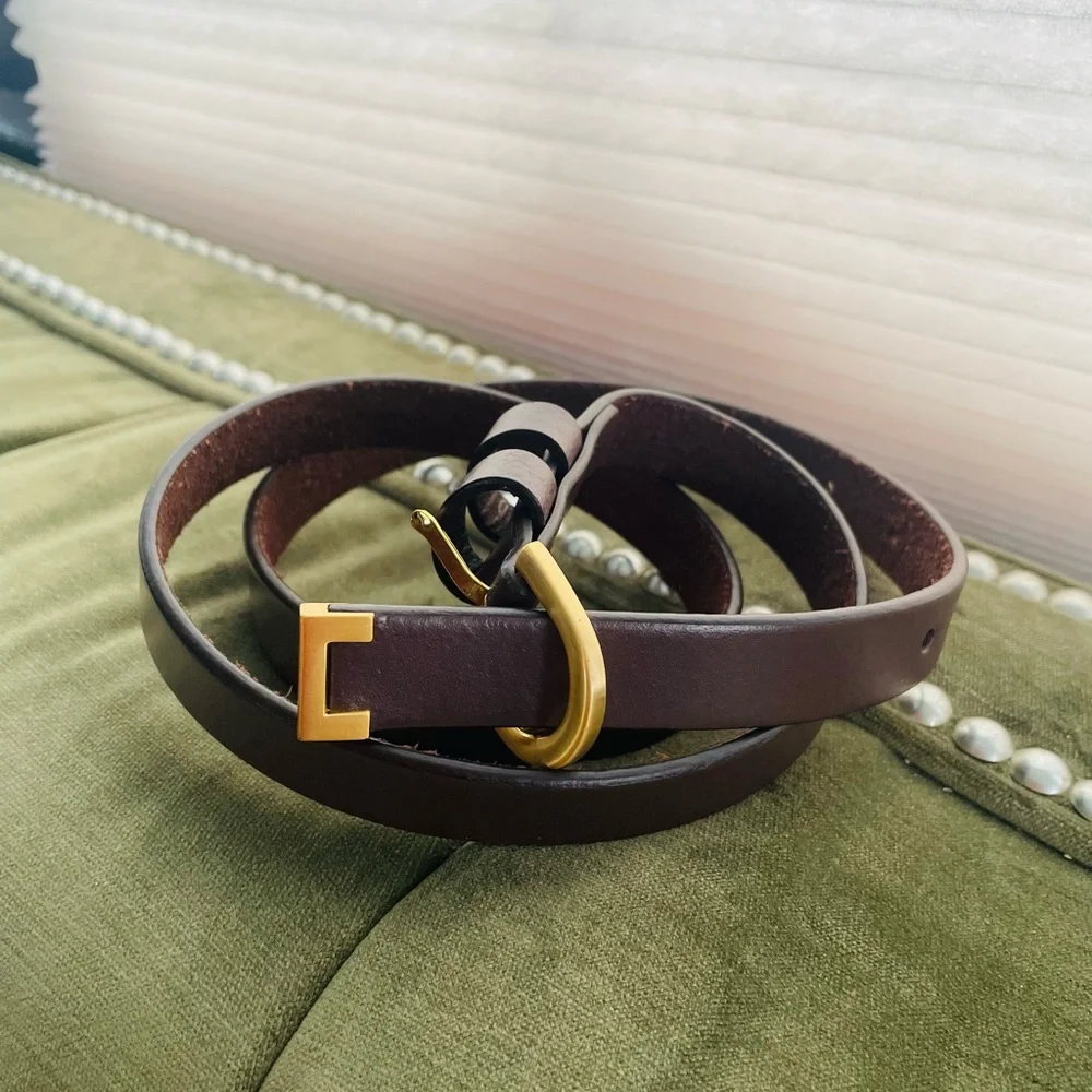 J. Crew Dark Brown Belt with Gold Buckle - Picture 8 of 16